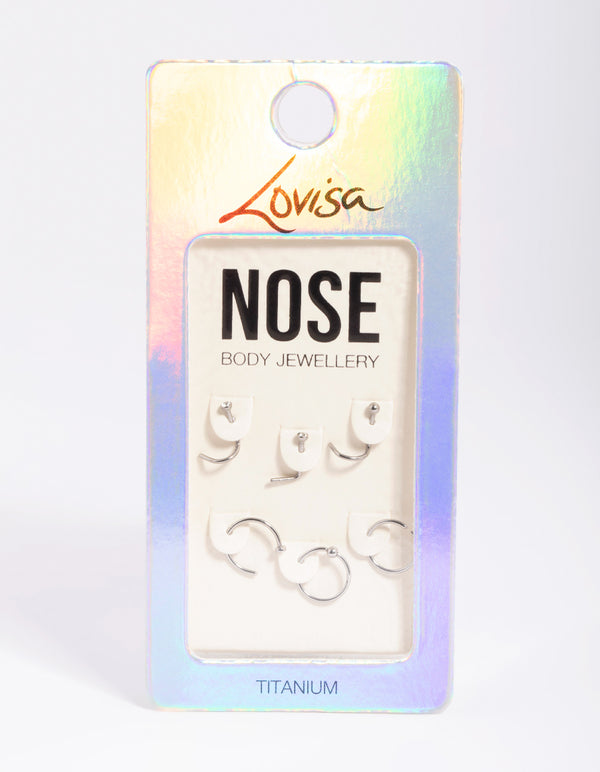 Titanium Mix & Match Nose Stud 6-Pack