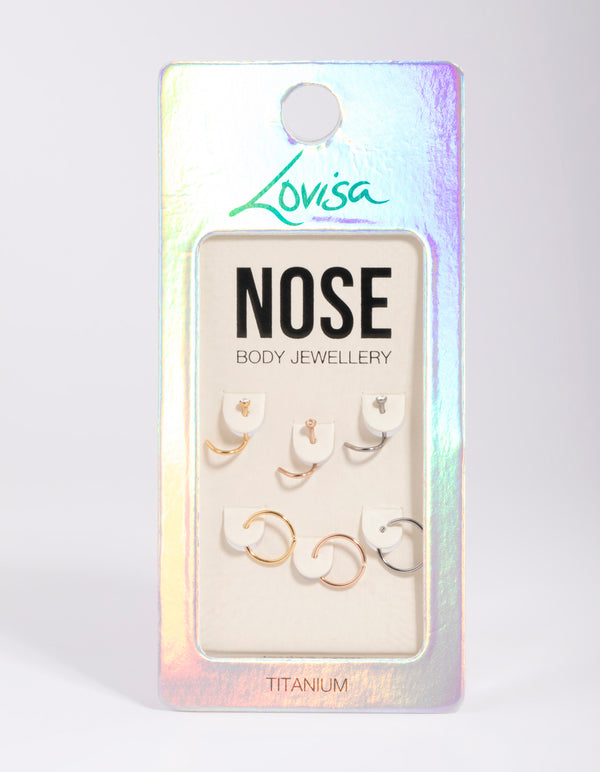 Titanium Nose Stud 6-Pack