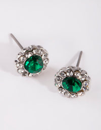 Rhodium Diamante & Flower Stud Earring Pack - link has visual effect only