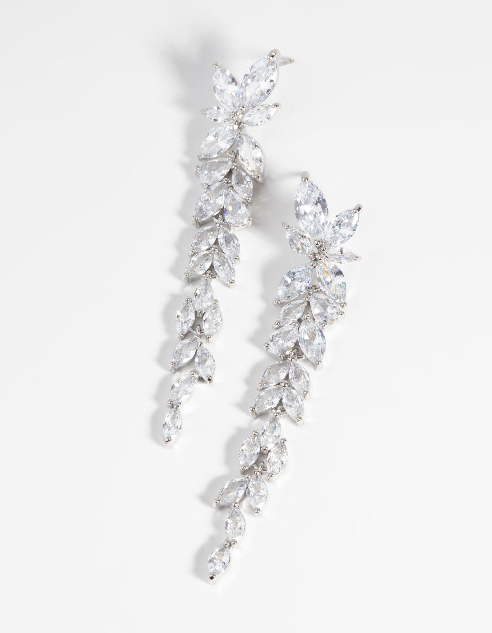 Silver Diamond Simulant Drop Earrings