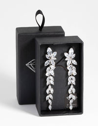 Silver Diamond Simulant Drop Earrings - link has visual effect only