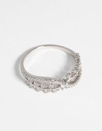 Silver Cubic Zirconia Cross Over Ring - link has visual effect only