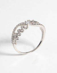 Silver Cubic Zirconia Cross Over Ring - link has visual effect only