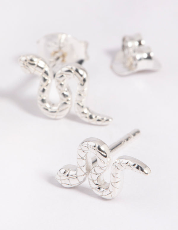 Sterling Silver Snake Stud Earrings
