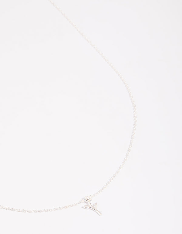 Sterling Silver Rose Necklace