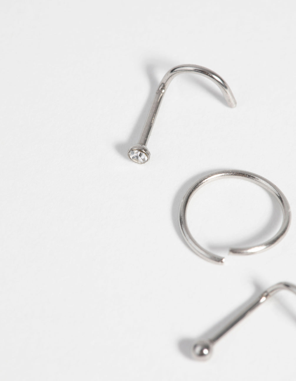 Surgical Steel Nose Stud & Ring Pack with Diamantes