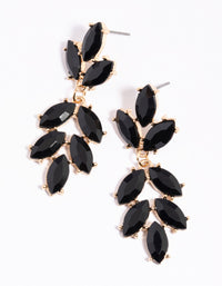 Black Stone & Leaf Drop Earrings - link has visual effect only