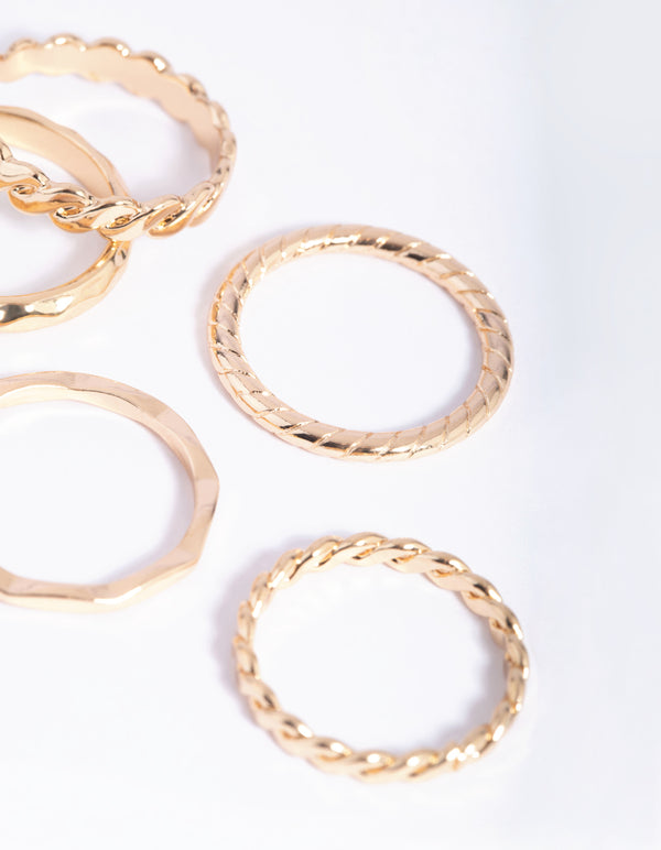 Gold Chain Link Ring 5-Pack