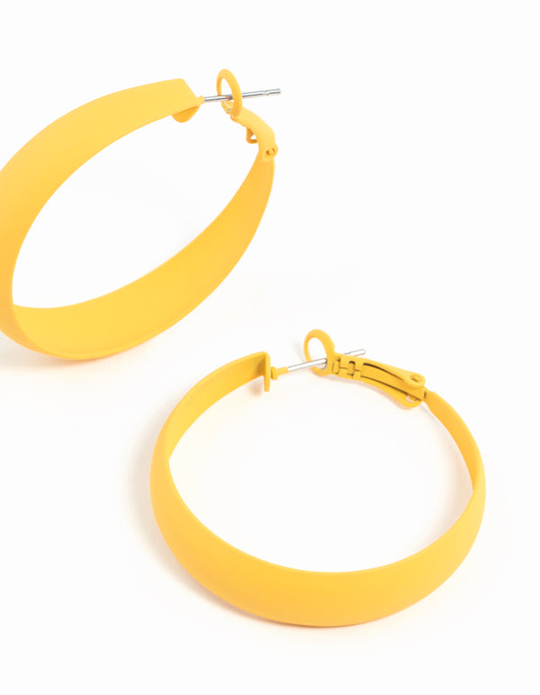 Matte Yellow Hoop Earrings