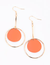 Matte Orange Disc Drop Earrings - link has visual effect only