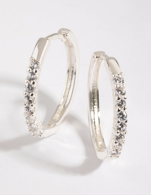 Silver Cubic Zirconia Hoop Earrings