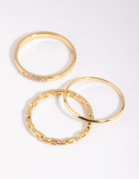 Gold Diamante & Chain Ring Stack Pack - link has visual effect only