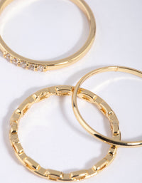 Gold Diamante & Chain Ring Stack Pack - link has visual effect only