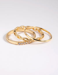 Gold Diamante & Chain Ring Stack Pack - link has visual effect only