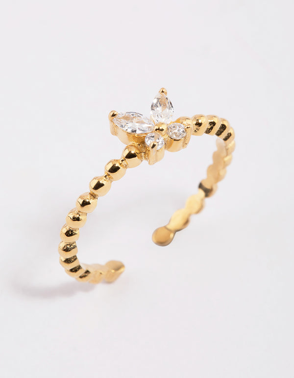 Gold Plated Sterling Silver Butterfly Ring