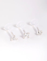 Surgical Steel Cubic Zirconia Triangle Flat Back Pack - link has visual effect only