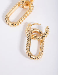 Gold Plated Oval Link Drop Earrings - link has visual effect only