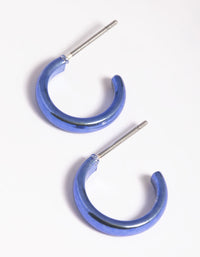Matte Blue Metallic Huggie Hoop Earrings - link has visual effect only