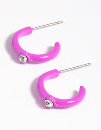 Matte Pink Huggie Hoop Earrings - link has visual effect only