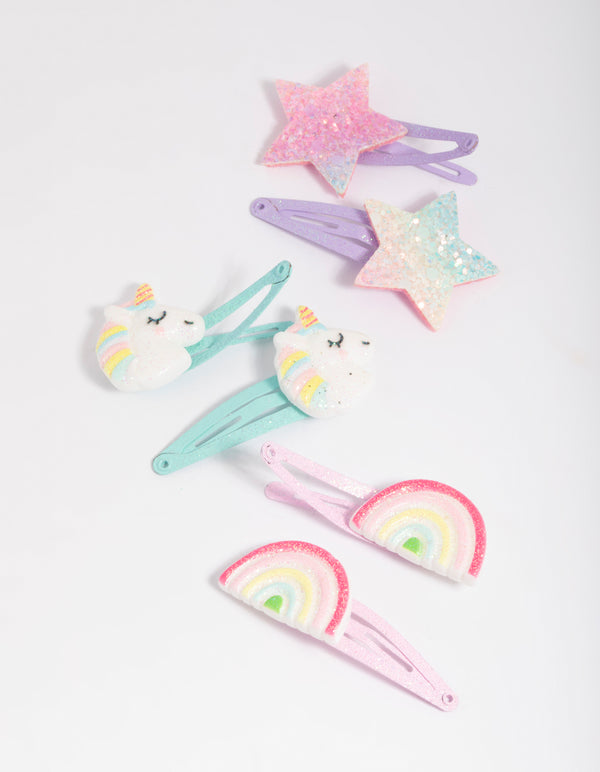 Kids Rainbow Unicorn Snap Clips