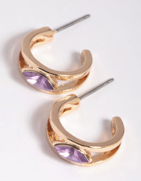 Purple Jewel Huggie Hoop Earrings - link has visual effect only