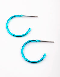 Matte Blue Metallic Huggie Hoop Earrings - link has visual effect only