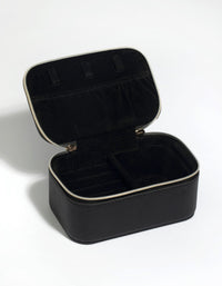 Black Faux Leather Rectangle Travel Jewellery Box - link has visual effect only