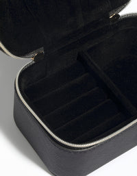 Black Faux Leather Rectangle Travel Jewellery Box - link has visual effect only