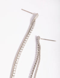 Silver Cubic Zirconia Chain Drop Earrings - link has visual effect only