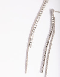 Silver Cubic Zirconia Chain Drop Earrings - link has visual effect only