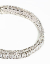Silver Cubic Zirconia Wide Bracelet - link has visual effect only