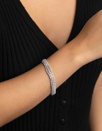 Silver Cubic Zirconia Wide Bracelet - link has visual effect only