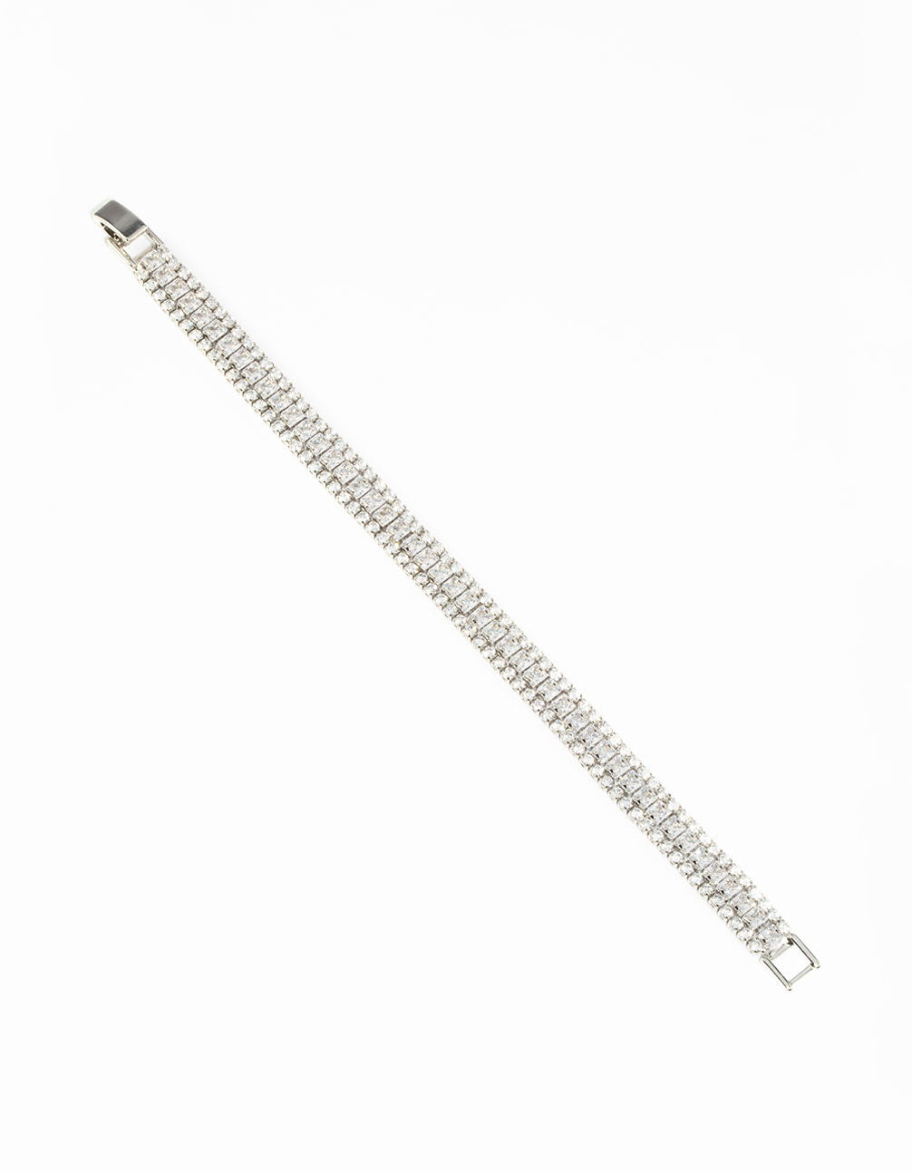 Silver Cubic Zirconia Wide Bracelet