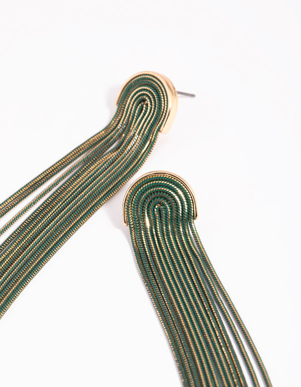 Green Diamante Waterfall Earrings