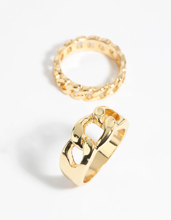 Gold Chain Ring Stack Pack