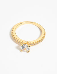 Gold Plated Cubic Zirconia Solitare Ring - link has visual effect only