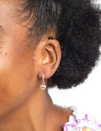 Gold Diamante Heart & Key Huggie Hoop Earrings - link has visual effect only