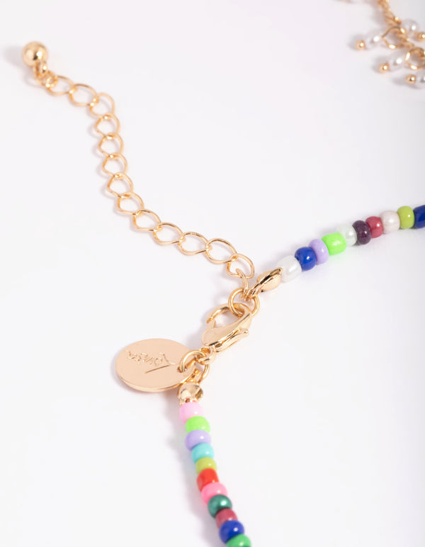 Gold Pearl Anklet Set