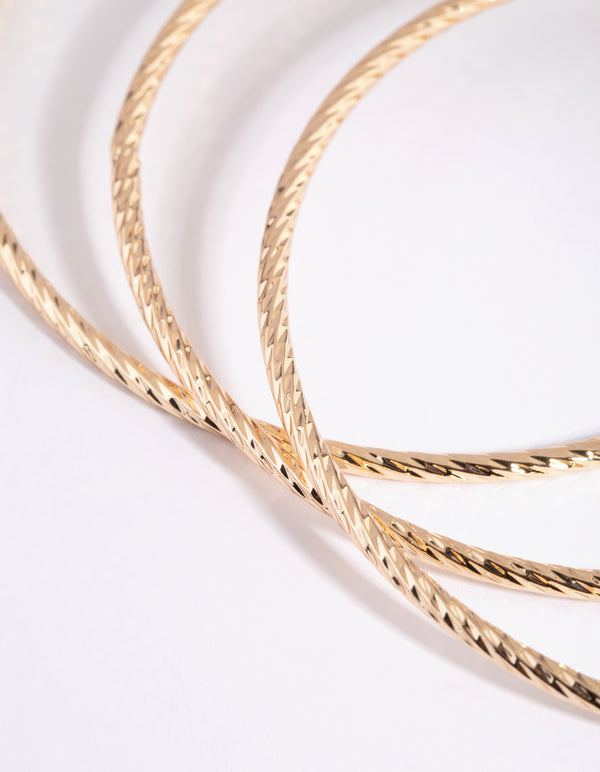 Gold Textured Bangle Pack