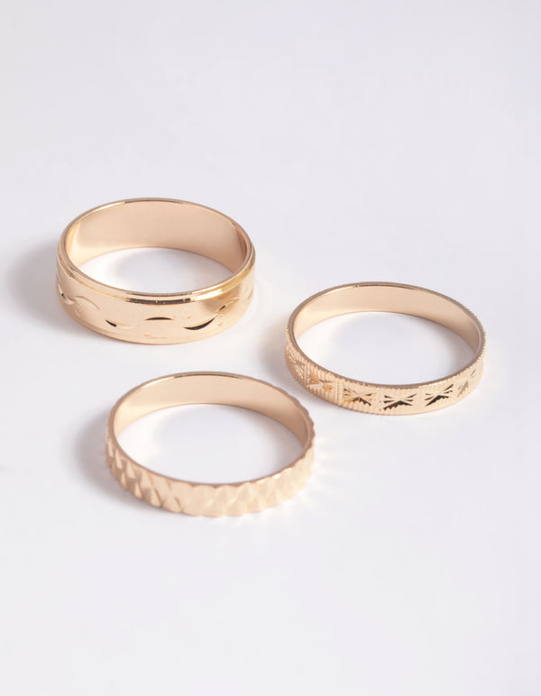 Gold Textured Ring Stack Pack