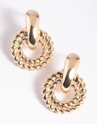 Gold Door Knocker Stud Earrings - link has visual effect only