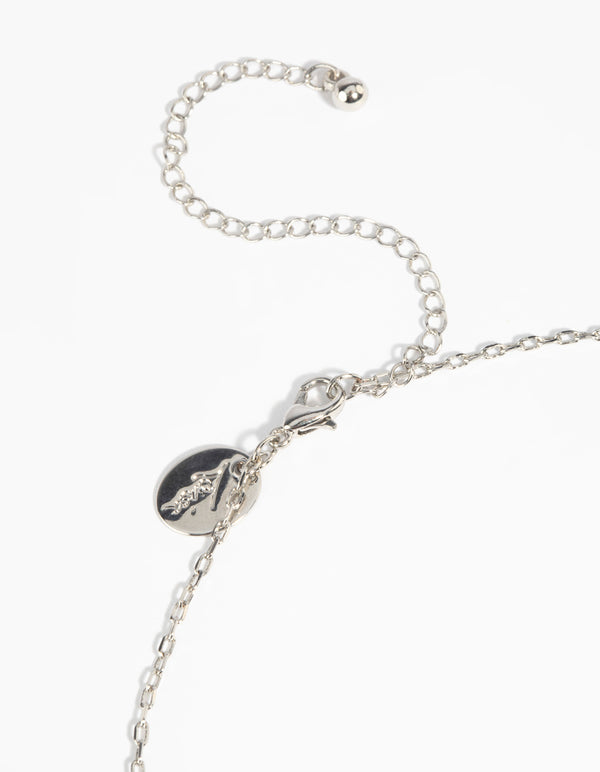 Silver Diamond Simulant Sapphire Necklace