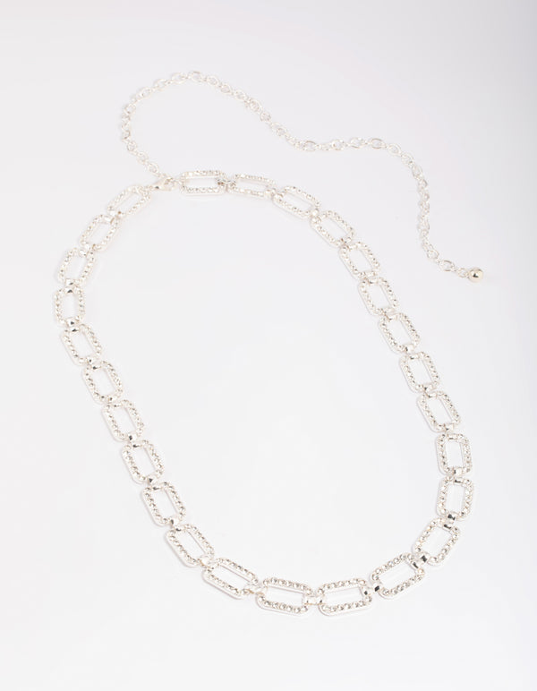 Silver Diamante Rectangular Belt