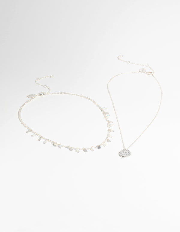 Silver Plated Moonstone Necklace Set