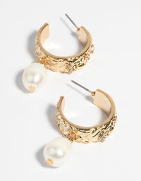 Gold Plated Freshwater Pearl Hoop Earrings - link has visual effect only