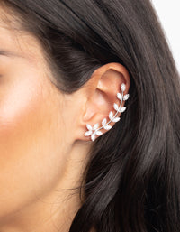 Silver Cubic Zirconia Vine Cuff Earring 4-Pack - link has visual effect only