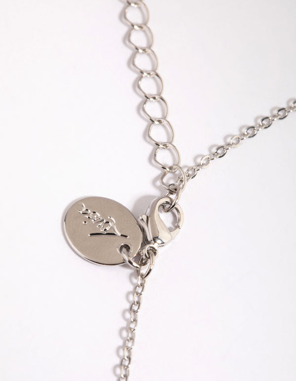 Silver Cubic Zirconia Floral Statement Necklace