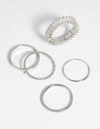 Silver Cubic Zirconia Baguette Ring - link has visual effect only