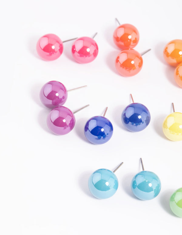 Colourful Ball Stud Earring 8-Pack
