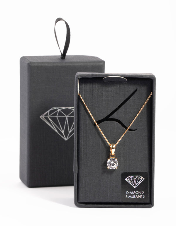 Gold Round Cubic Zirconia Necklace